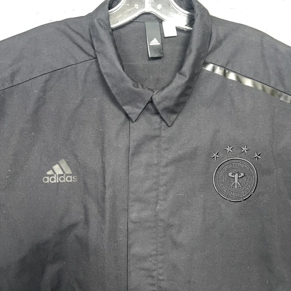 adidas Deutscher Fussball-Gund Jacket Mens Sz L Black Button Up Lightweight 2017